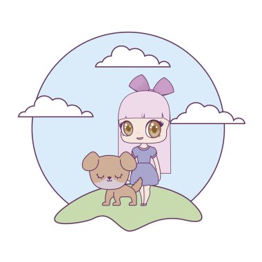 manzara köpek hayvan ile sevimli küçük bebek