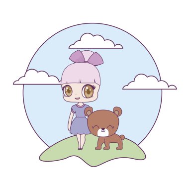 manzara ayı hayvan ile sevimli küçük bebek