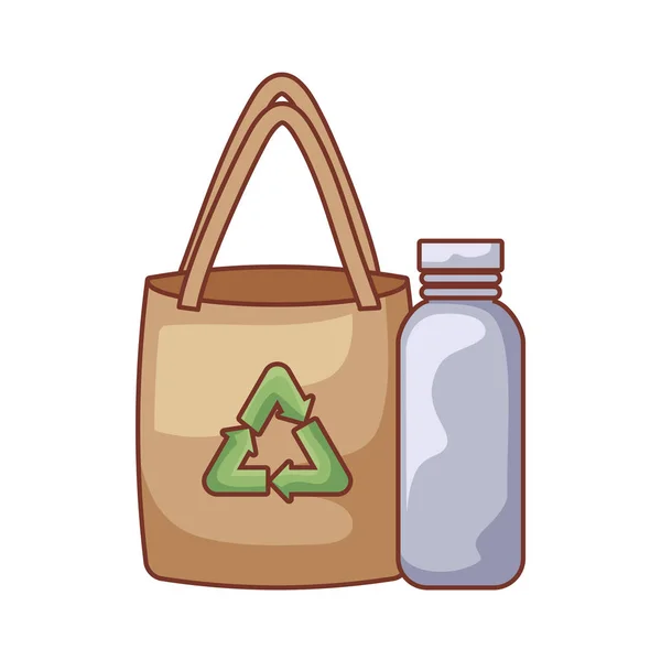 Bag paper and bottle ecological — Stock Vector