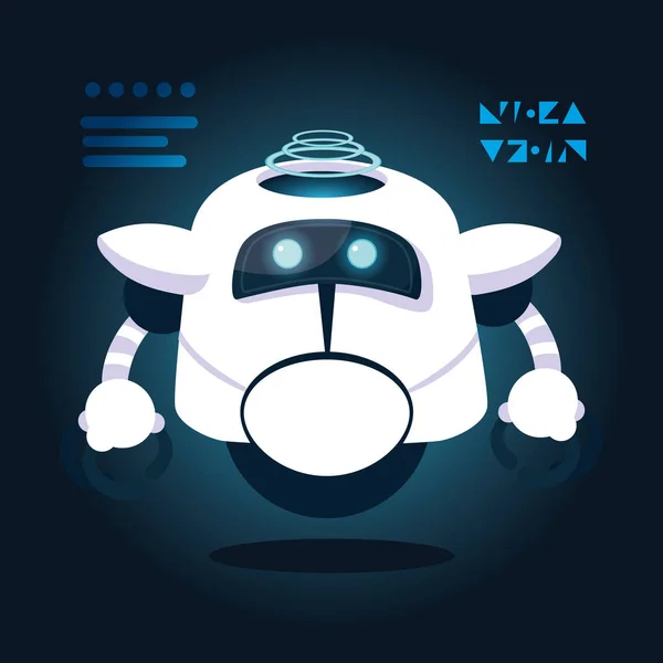 青い背景の上に技術ロボット漫画 — ストックベクタ