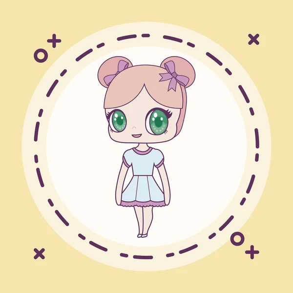 Malá roztomilá panenka v kruhu — Stockový vektor