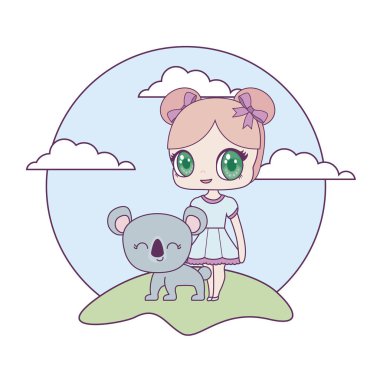 manzara koala hayvan ile sevimli küçük bebek