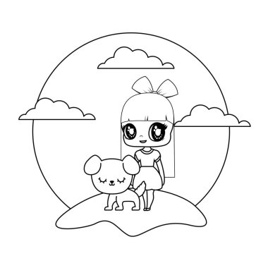 manzara köpek hayvan ile sevimli küçük bebek