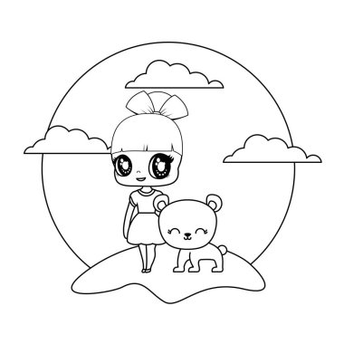 manzara ayı hayvan ile sevimli küçük bebek