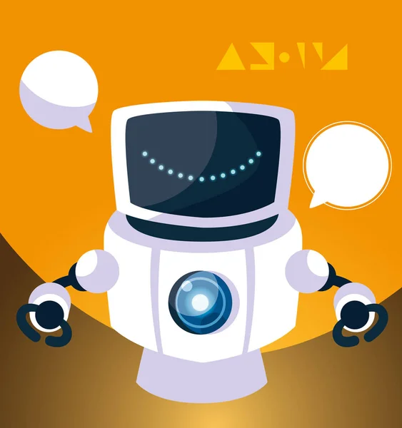 Robot cartoon over oranje achtergrond — Stockvector