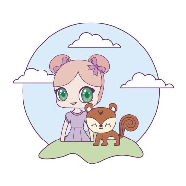 manzara sincap hayvan ile sevimli küçük bebek