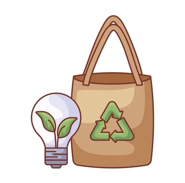 Paper bag with light bulb ecological — Stock Vector