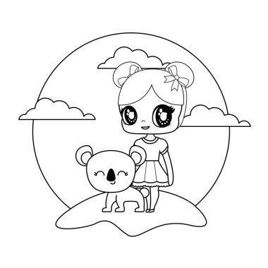 manzara koala hayvan ile sevimli küçük bebek