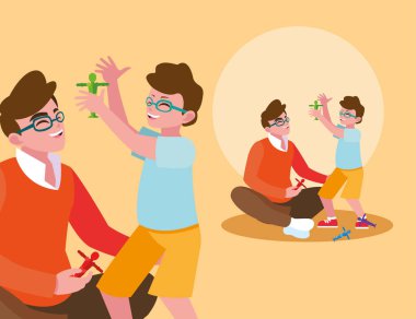 Baba oğlu tasarımı ile oynuyor