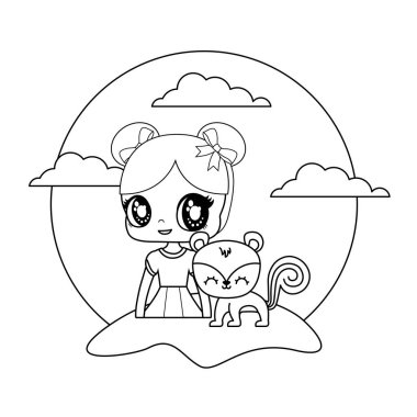 manzara sincap hayvan ile sevimli küçük bebek