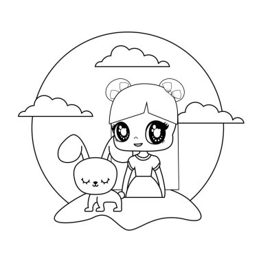 manzara tavşan hayvan ile sevimli küçük bebek