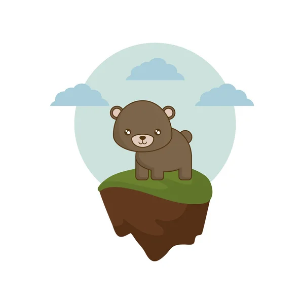 Lindo oso animal en el paisaje — Vector de stock