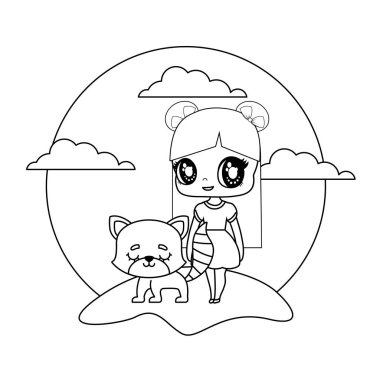 manzara kedi hayvan ile sevimli küçük bebek