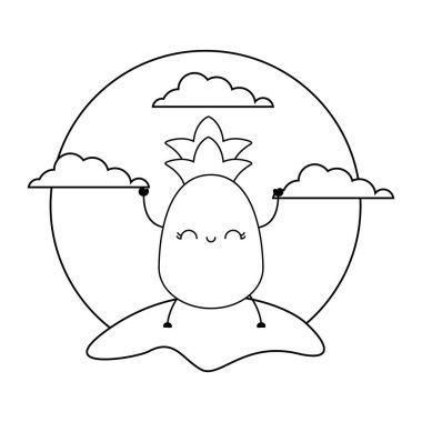 manzara ananas meyve kawaii