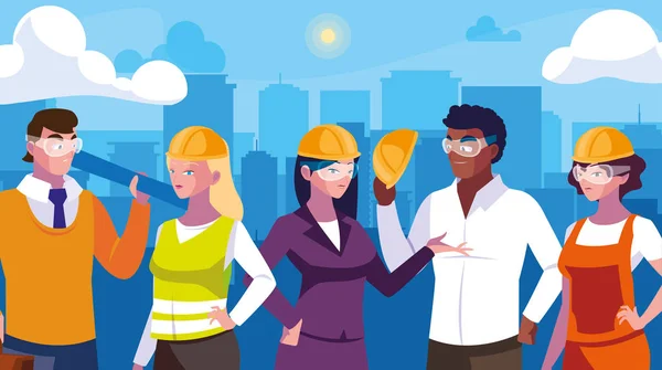 Set di avatar per la progettazione di lavoratori professionisti — Vettoriale Stock