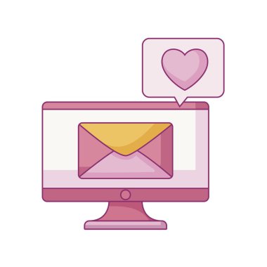 zarf ve konuşma balonu ile bilgisayar monitörü