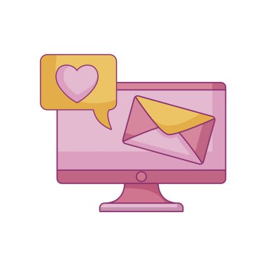 zarf ve konuşma balonu ile bilgisayar monitörü