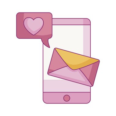 konuşma kabarcığı ve zarf ile akıllı telefon cihazı