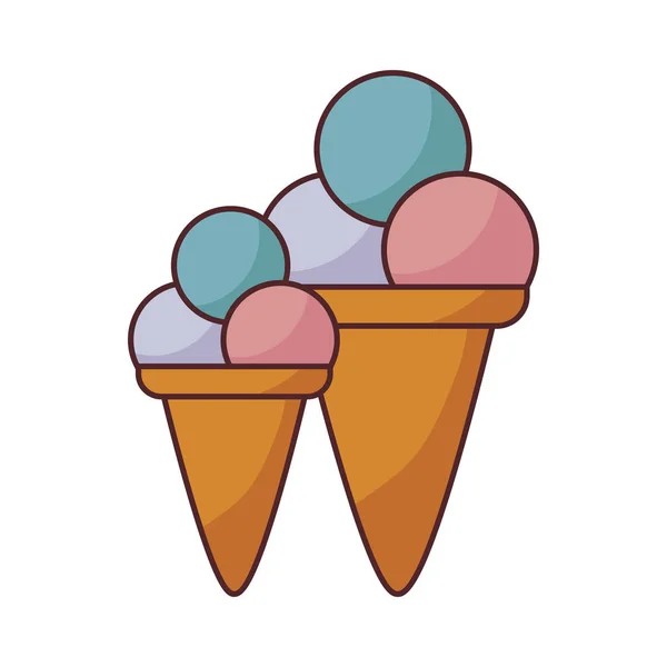 Set of delicious ice creams isolated icon — Stock Vector