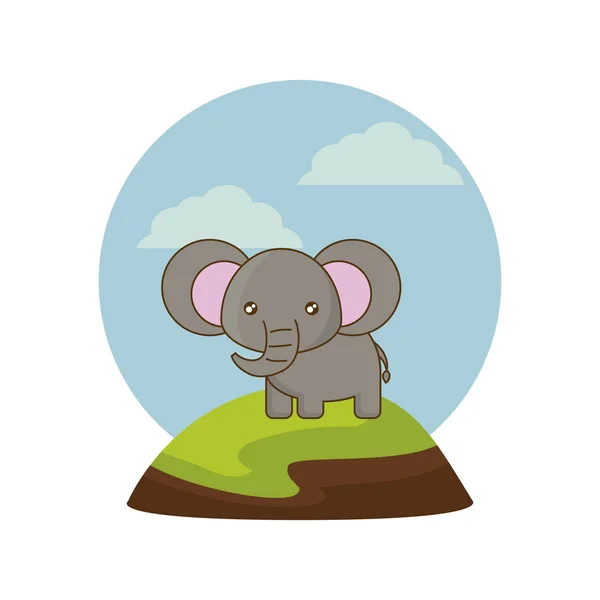 Niedliches Elefantentier in der Landschaft natürlich — Stockvektor