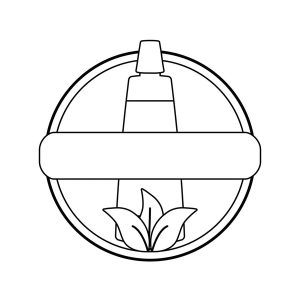 Крем трубки косметические в рамке круглой с натуральными листьями — стоковый вектор