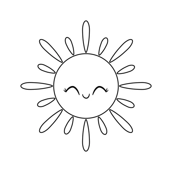 Summer hot sun kawaii style — Stock Vector