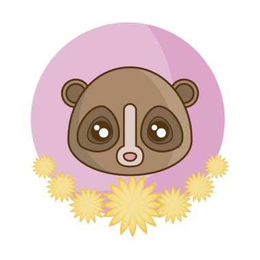 çiçeklerle çerçeve içinde maymun tarsier başkanı