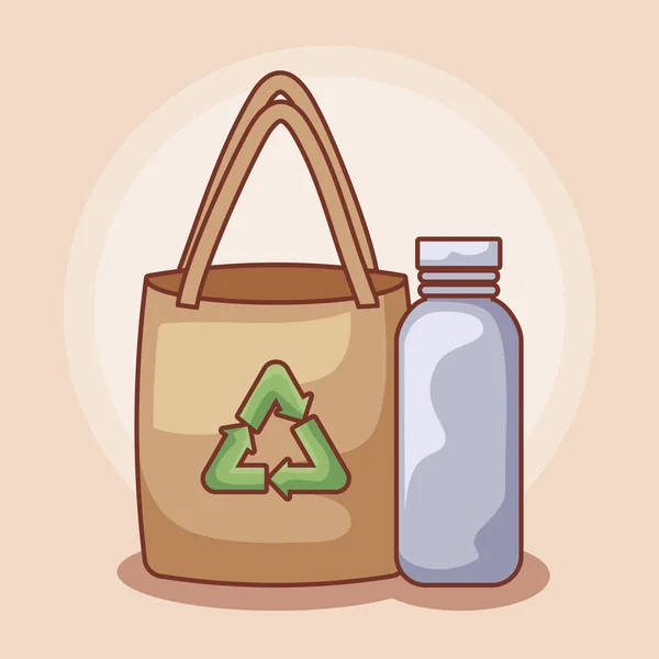 Sac papier et bouteille écologique — Image vectorielle