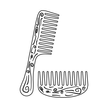 saç tarak seti ahşap izole simgesi