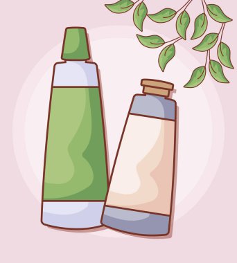 yapraklı kremler tüpler kozmetik seti