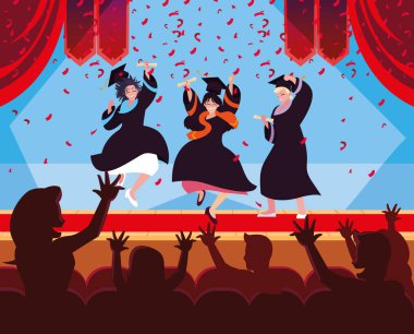 Kutlama tasarımında mezun olan öğrenciler