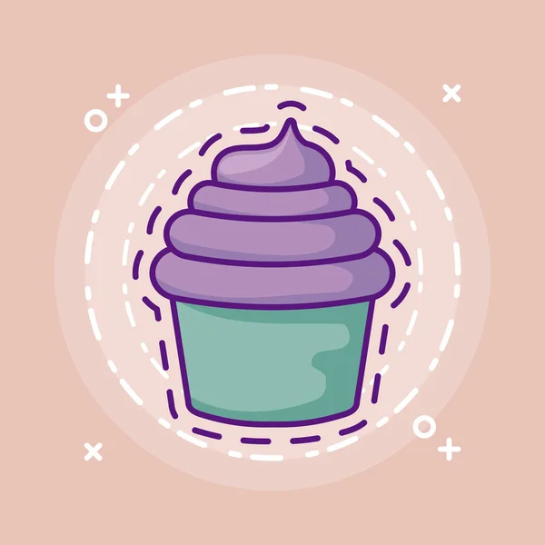 Patch de ícone de cupcake doce —  Vetores de Stock