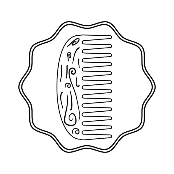 Печать в волосах расческа деревянный изолированный значок — стоковый вектор