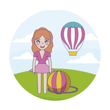 çerçeve dairesel balon hava sıcak kadın sirk