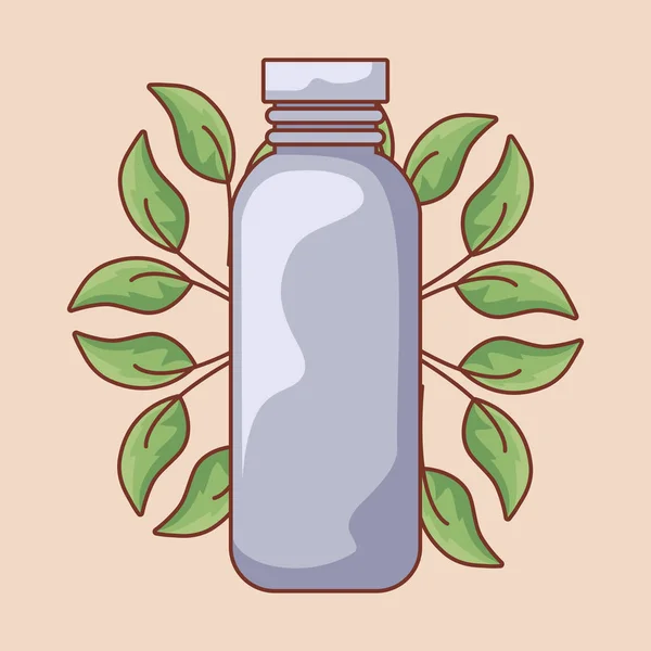Ecological bottle with natural leafs — Stock Vector