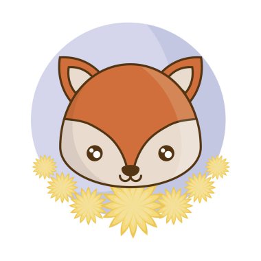 çiçeklerle çerçeve içinde sevimli tilki başkanı