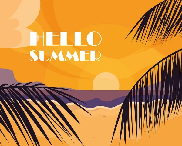 Palmen und hallo Sommer Design — Stockvektor