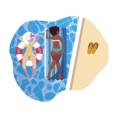 su içinde float yatak ile güzel ırklararası kızlar