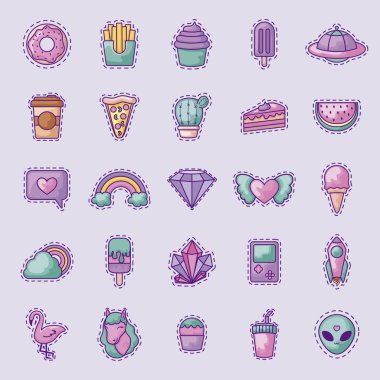 tatlı çörek ve simgeler seti