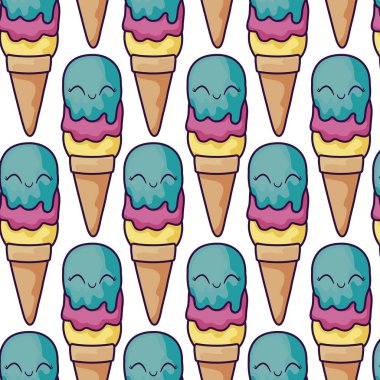 koni kawaii karakter dondurma deseni