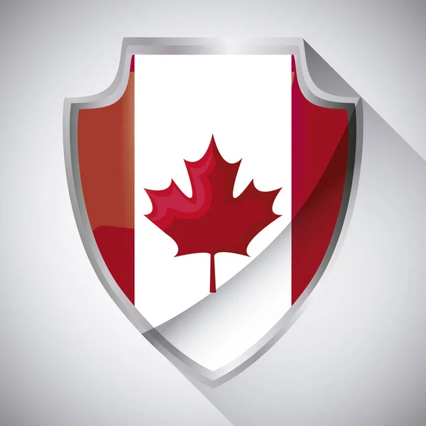 Flag of canada in shield shape — Stock Vector