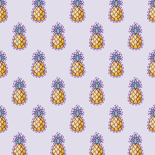 Patroon patches van verse ananassen — Stockvector