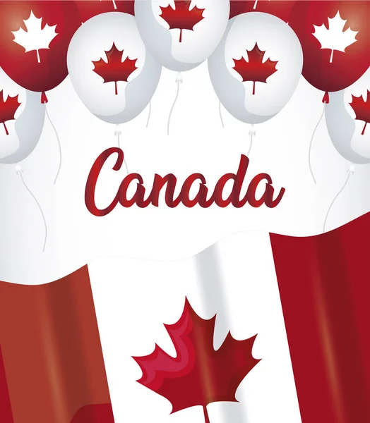 風船ヘリウムで幸せなカナダの日のポスター — ストックベクタ