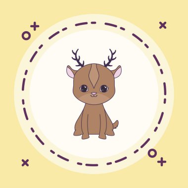 çerçeve dairesel sevimli reindeer hayvan