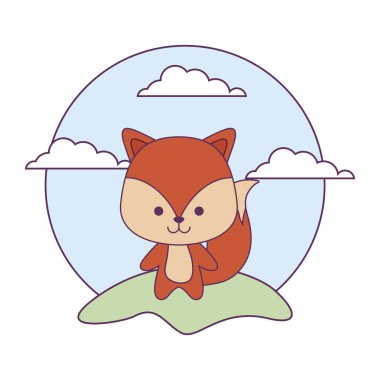 manzara doğal izole simgesi sevimli tilki hayvan