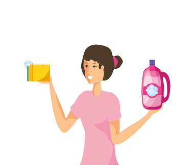 İzole kadın karikatür temizleme tasarımı