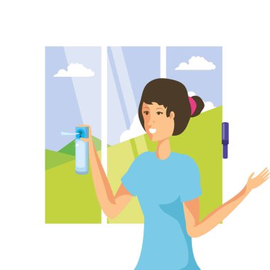 İzole kadın karikatür temizleme tasarımı