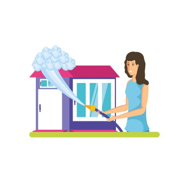 İzole kadın karikatür temizleme tasarımı