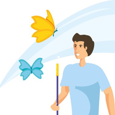 İzole adam karikatür temizleme tasarımı