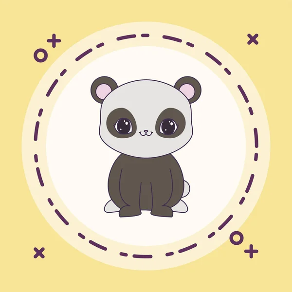 Panda bear animal in frame circular — Stock Vector